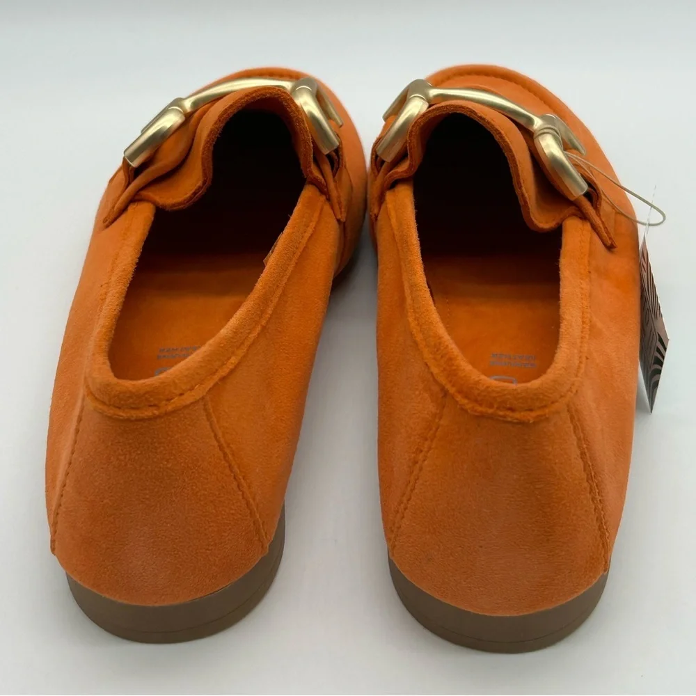 Parrotto Italian Women’s Suede Loafers Orange Gold Horsebit EU 39 NWB - Picture 7 of 13